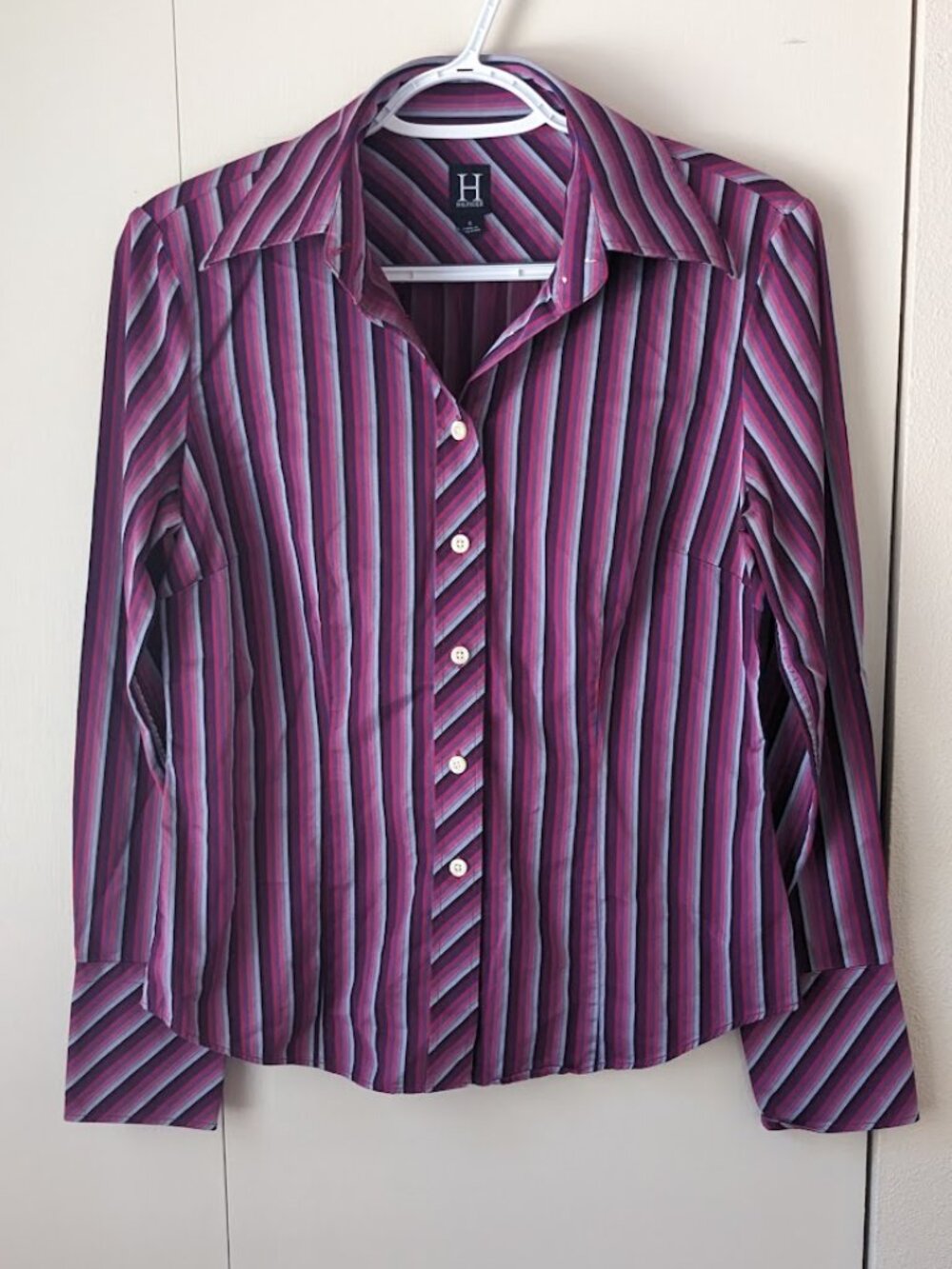 Vintage 2004 H-Line "H" Hilfiger Striped Button Down Shirt sz 6 Y2K Collectors
